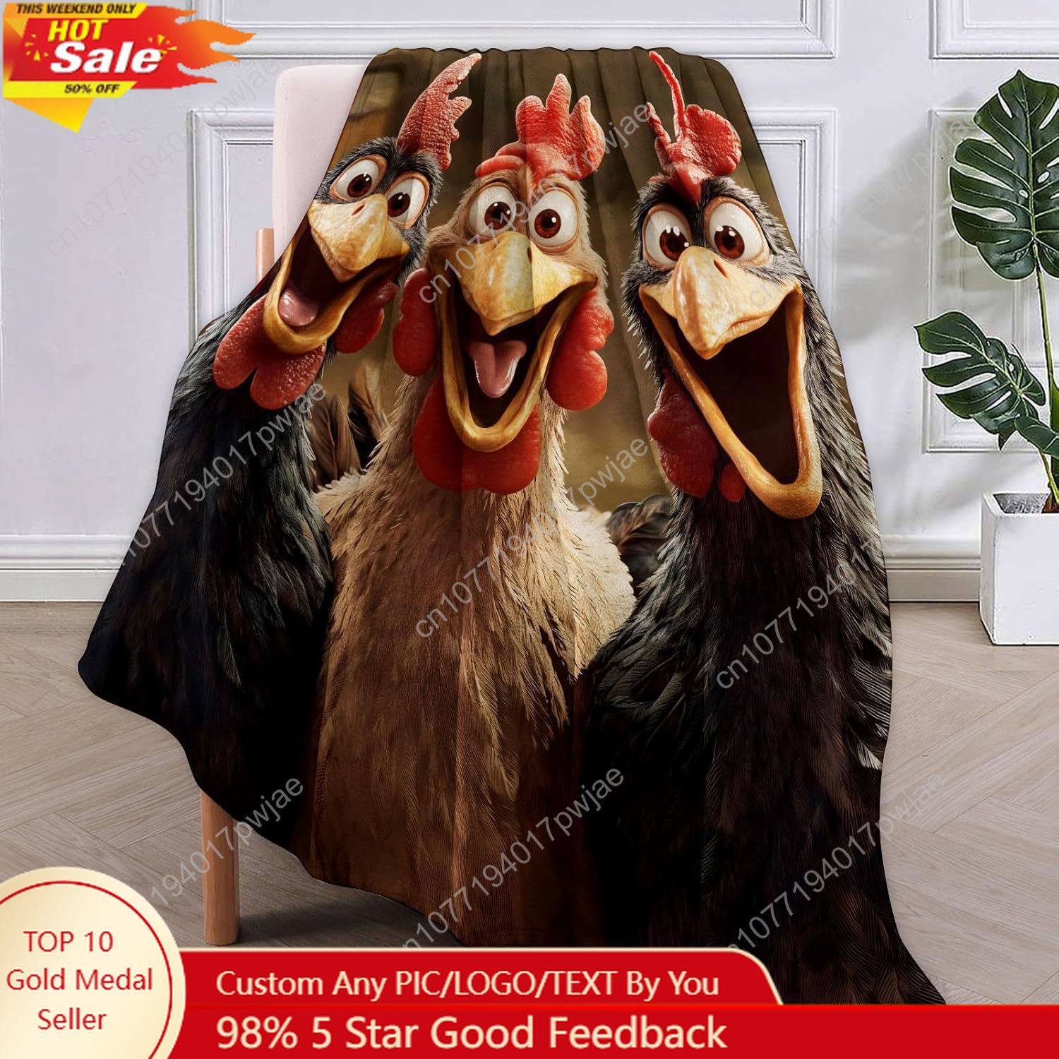 Quality Home Textiles - Chickens Blanket Gifts for Women, Cartoon