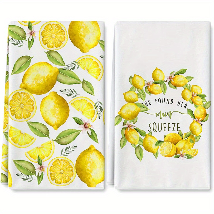 Home Textiles Towel - 2Pcs, Lemon Wreath Kitchen Towels, 40Cm*60Cm