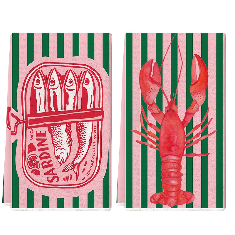 Home Textiles Towel - 2Pcs, American Retro Striped Sardine Can
