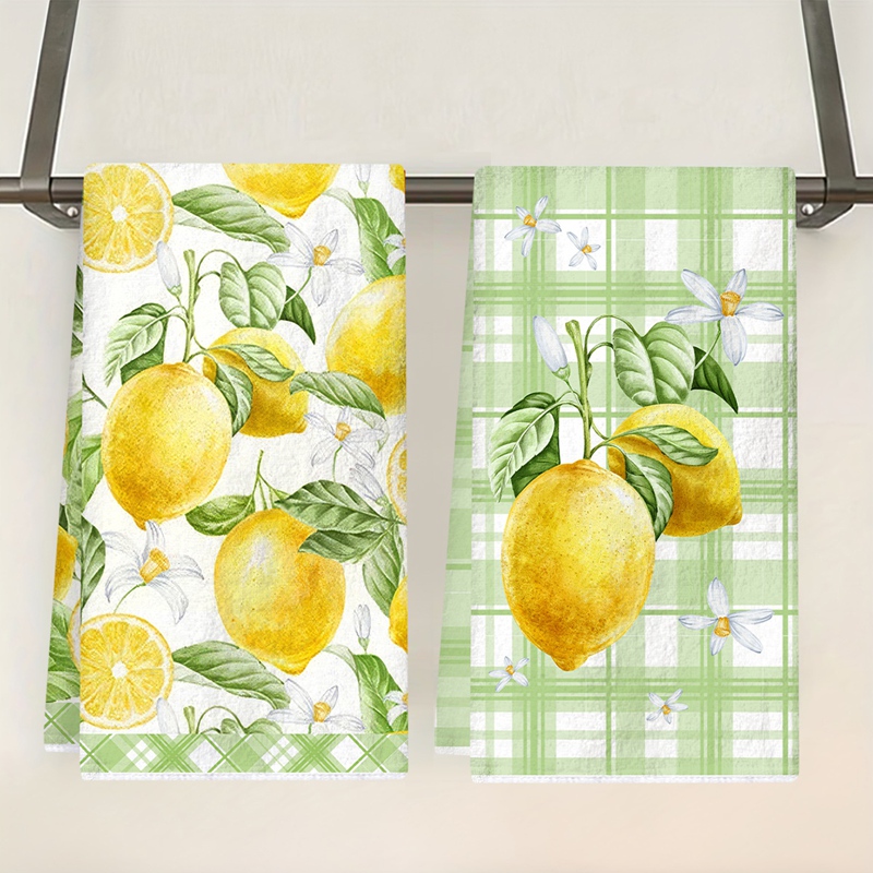 Home Textiles Towel - 2pcs Yellow Lemon Kitchen Towels Spring