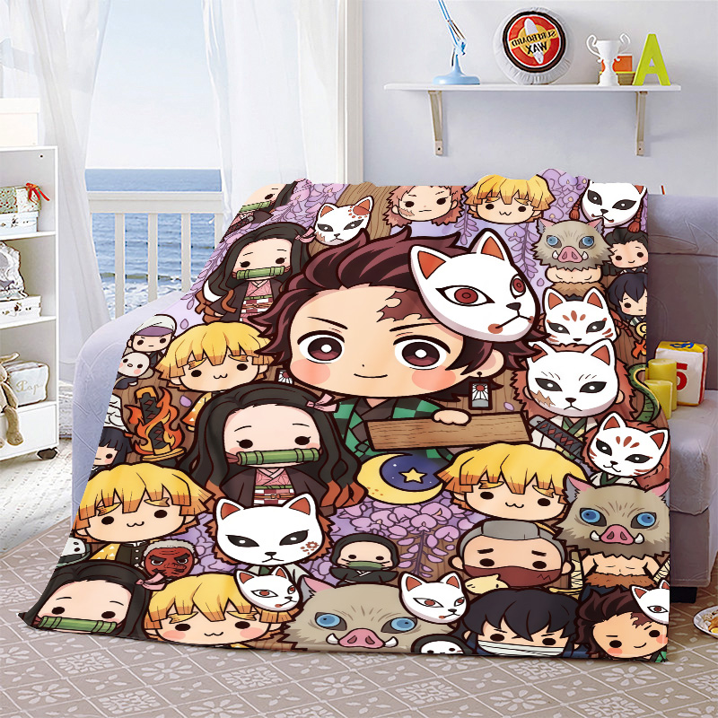 Home Textiles Throw - Demon Slayer Theme Flannel Blanket Soft