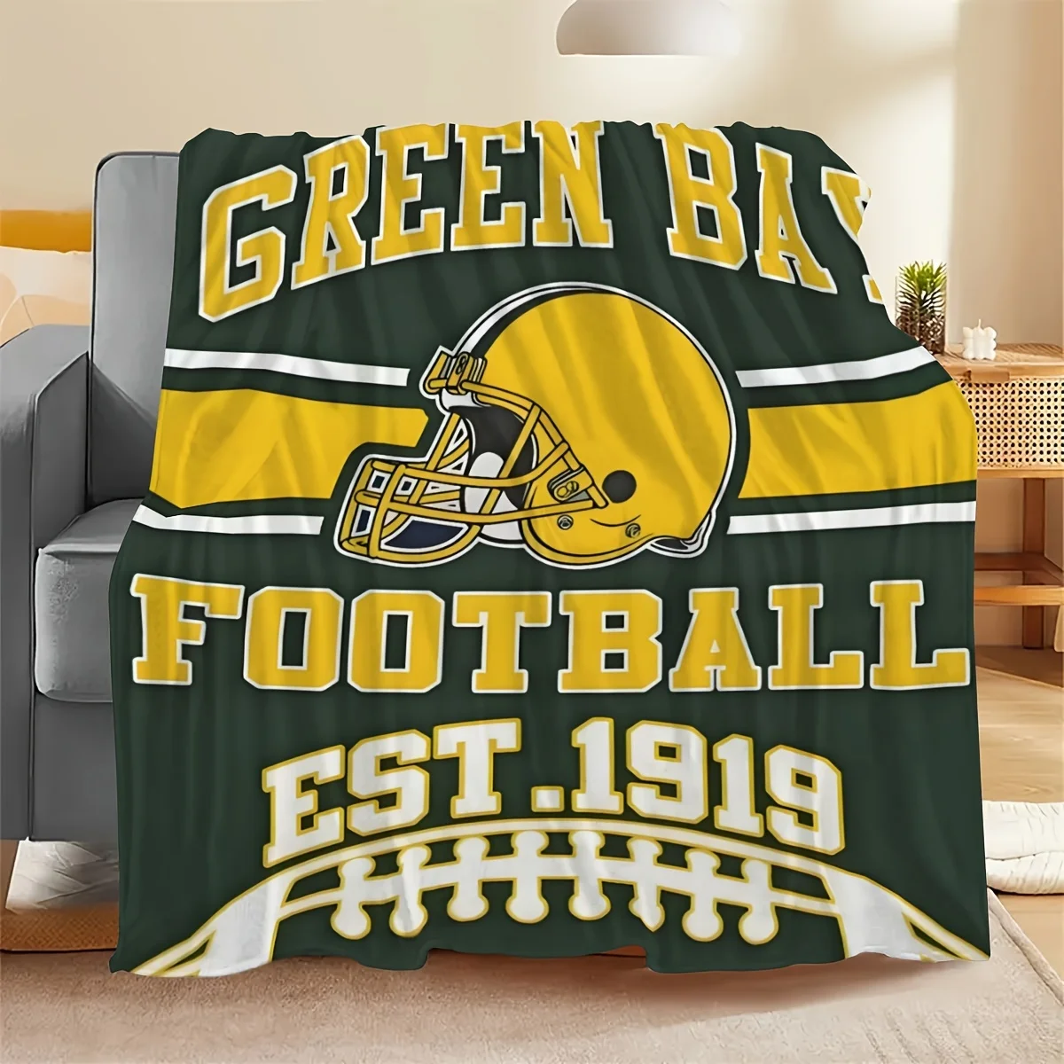 Home Textiles Throw - Soft Football Team Blanket Lightweight Green