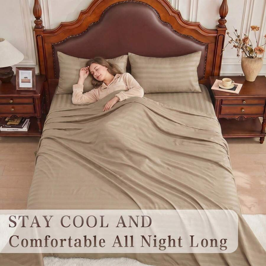 Striped Cooling Sheets Set Kin - Fitted Sheet Deep recension och pris
