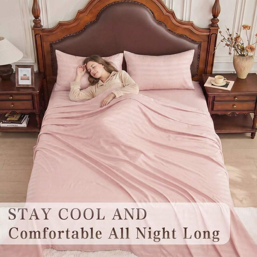 Striped Cooling Sheets Set Kin - Fitted Sheet Deep recension och pris
