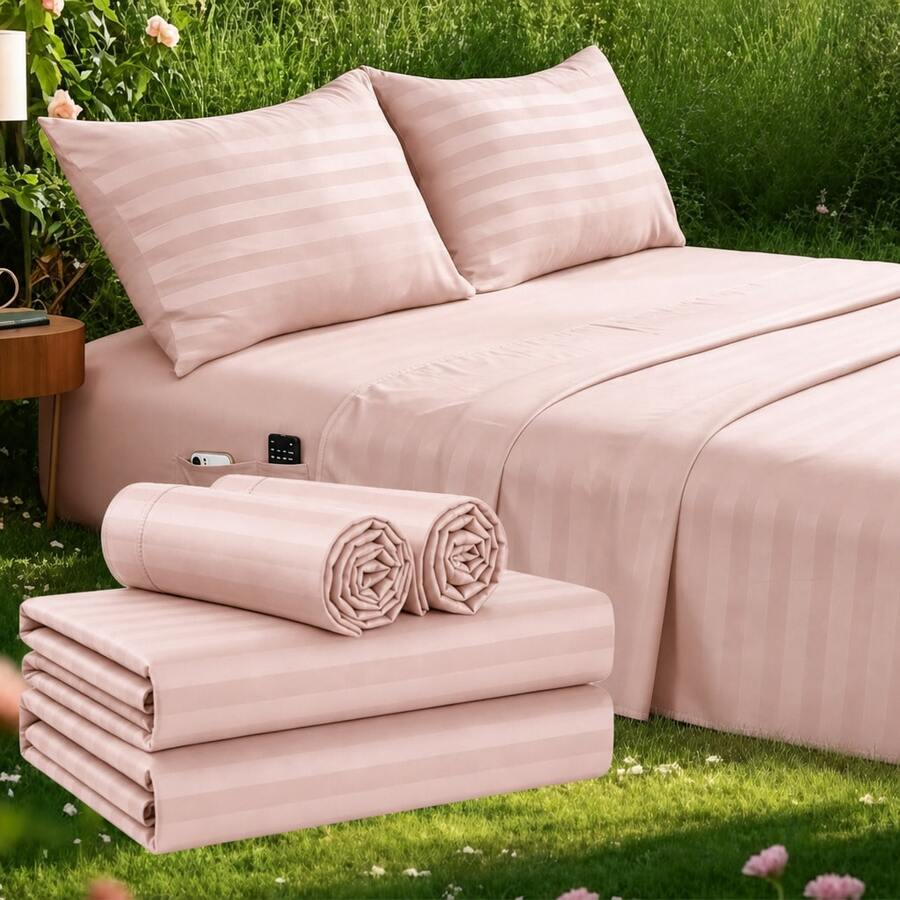 Striped Cooling Sheets Set Kin - Fitted Sheet Deep recension och pris