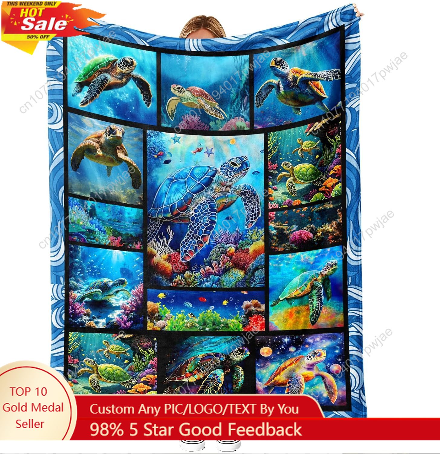 Sea Turtle Flannel Throw Blank - Home Textiles Throw recension och pris
