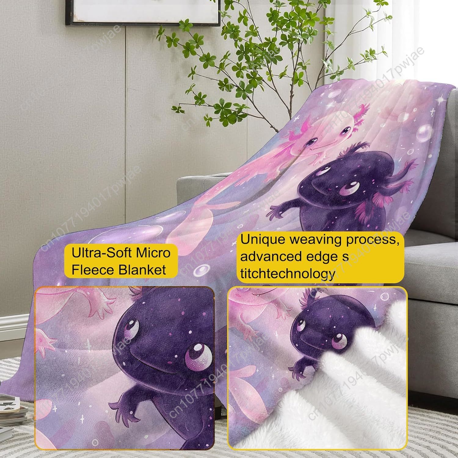 Axolotl Blanket Cute Axolotls  - Quality Home Textiles recension och pris