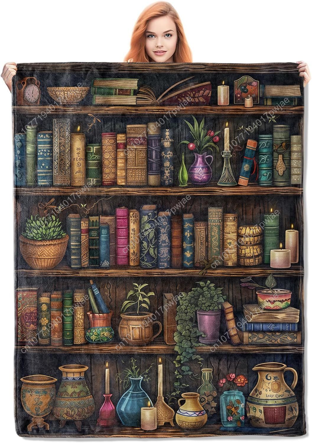 Vintage Bookshelf Blanket Read - Home Textiles Throw recension och pris