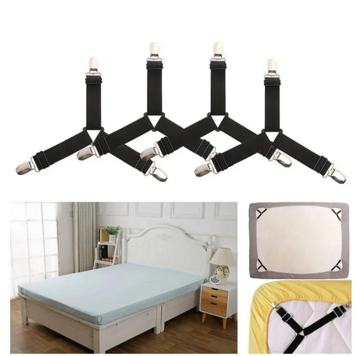 4-8pc Bed Sheet Fasteners Elas - Fitted Sheet Deep recension och pris