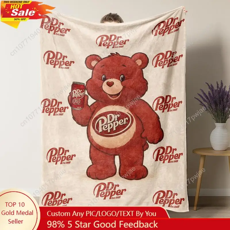 Dr Pepper Bear Flannel Throw B - Home Textiles Throw recension och pris