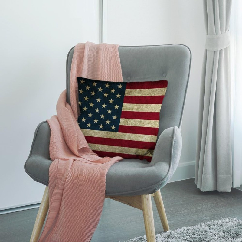 Vintage American Flag Linen Pi - Quality Home Textiles recension och pris
