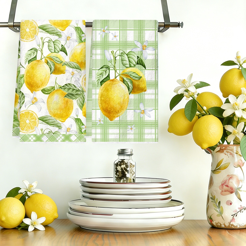 2pcs Yellow Lemon Kitchen Towe - Home Textiles Towel recension och pris