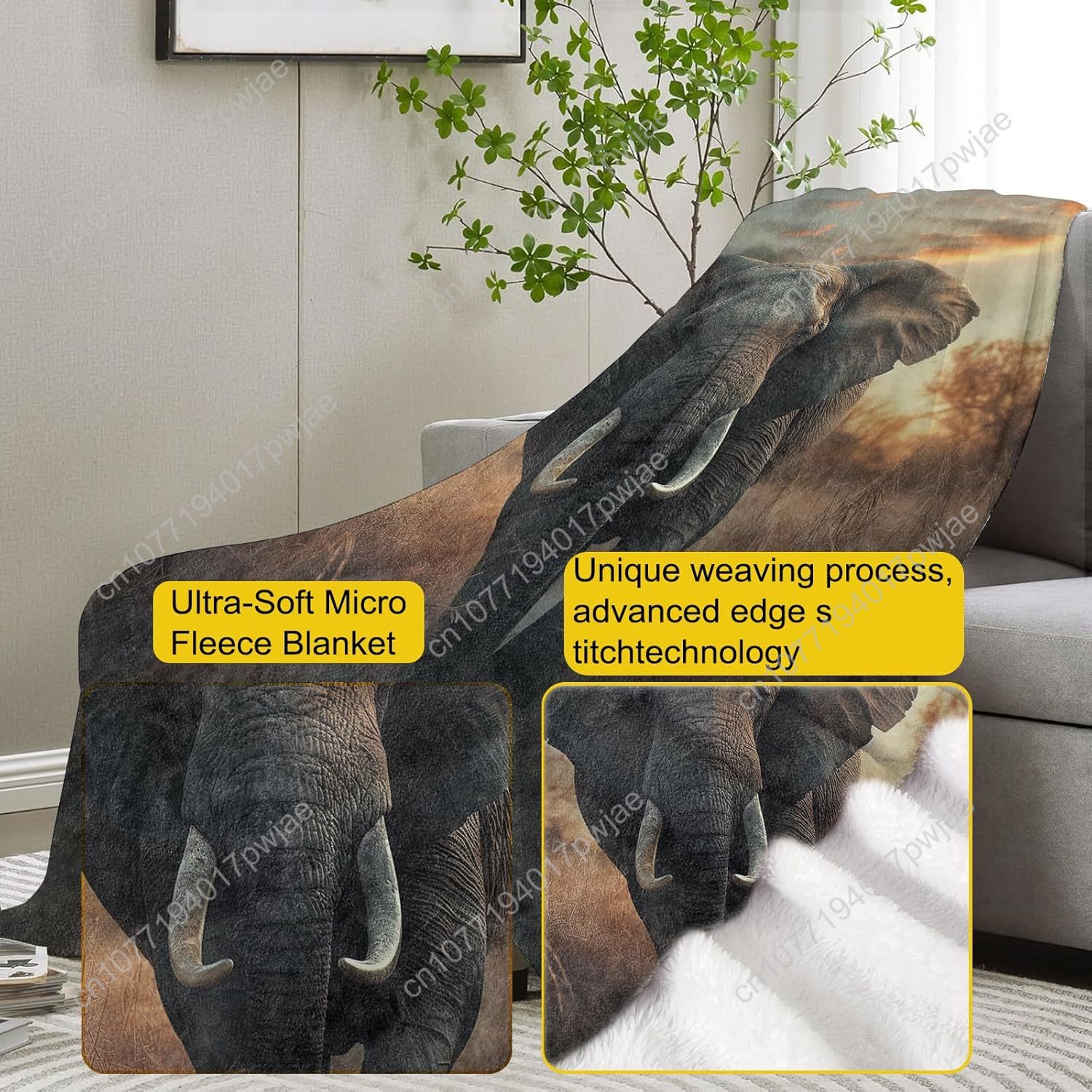 Elephant Fleece Blanket, Reali - Home Textiles Throw recension och pris
