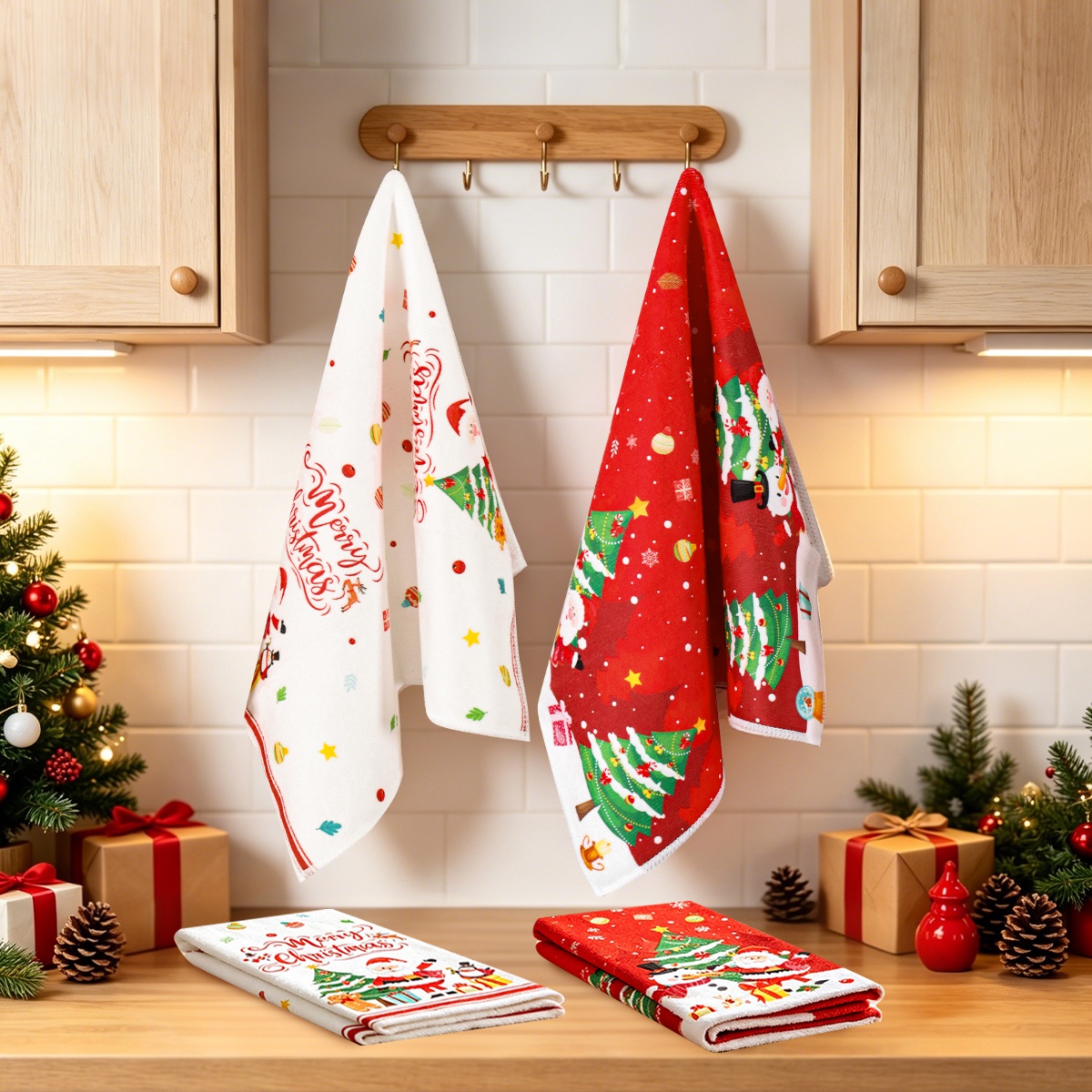2pcs Merry Christmas Polyester - Home Textiles Towel recension och pris
