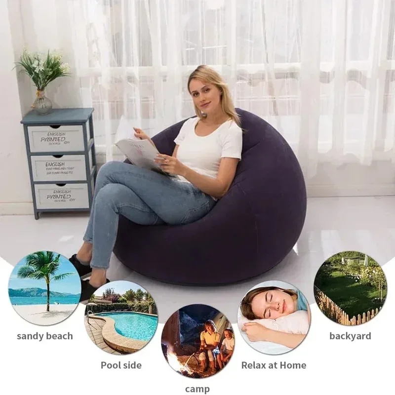 Large Inflatable Lazy Sofa PVC - Floor Cushion Pouf recension och pris