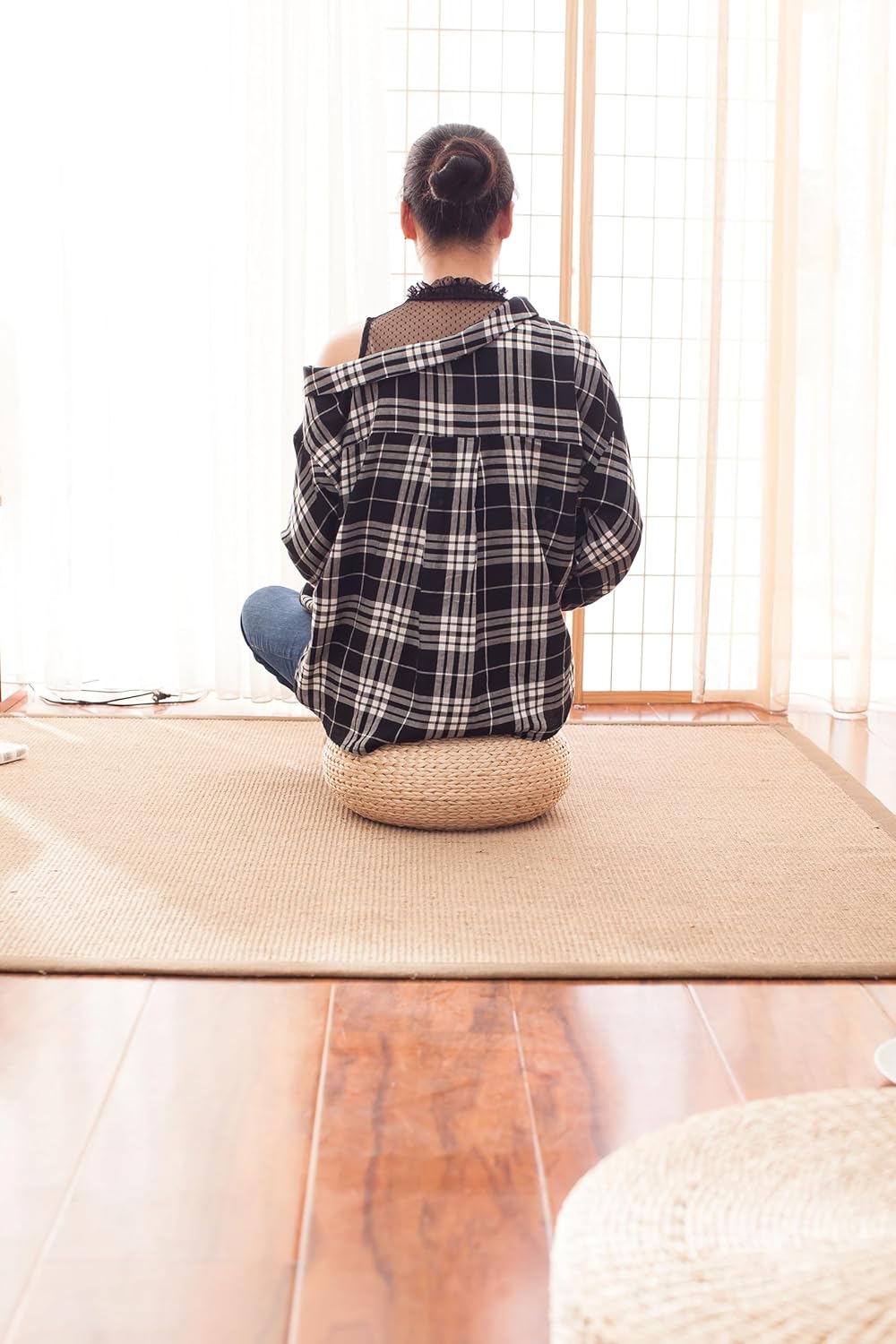 Handmade Straw Flat Floor Pouf - Floor Cushion Pouf recension och pris