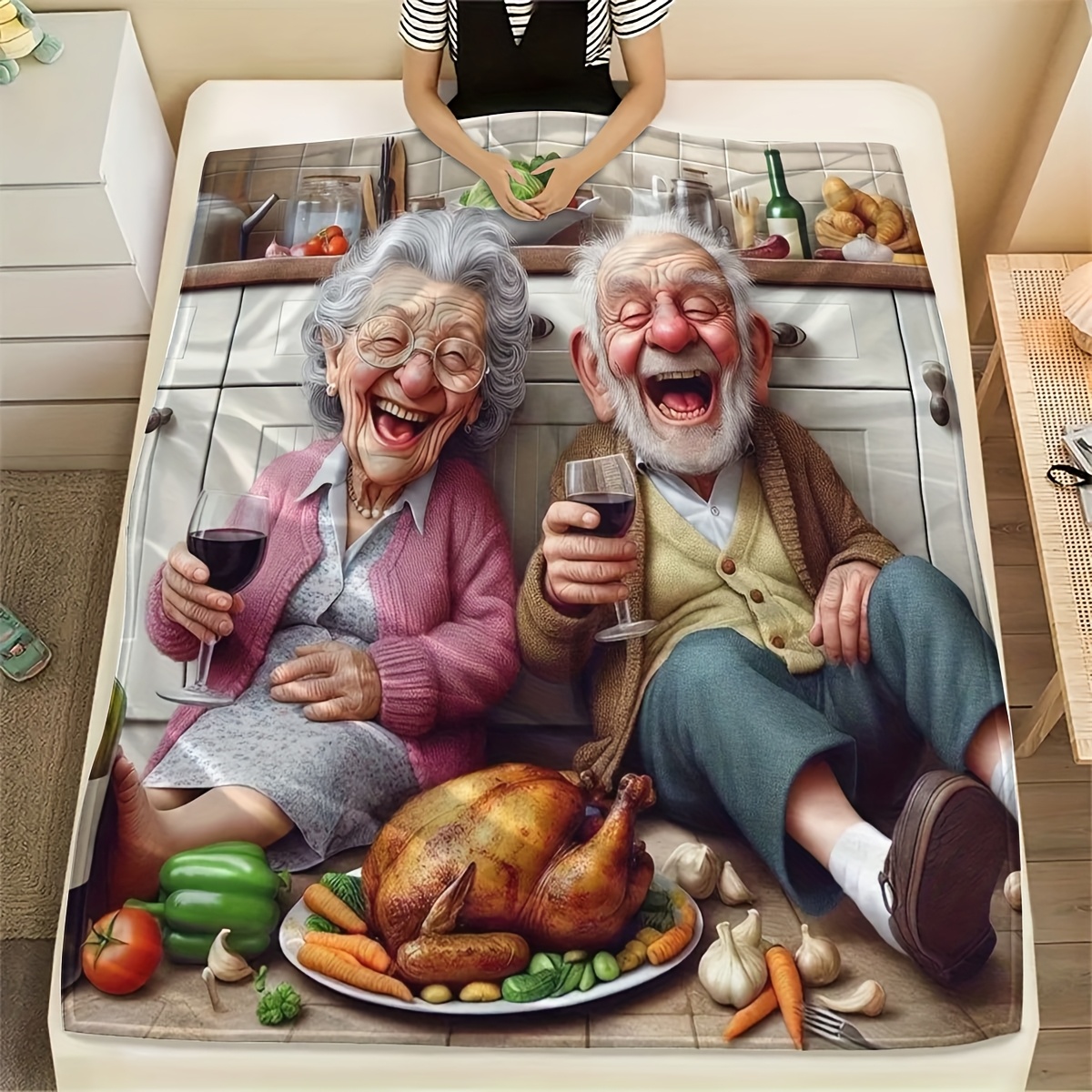 Funny Cartoon Old Couple Enjoy - Home Textiles Turkey recension och pris