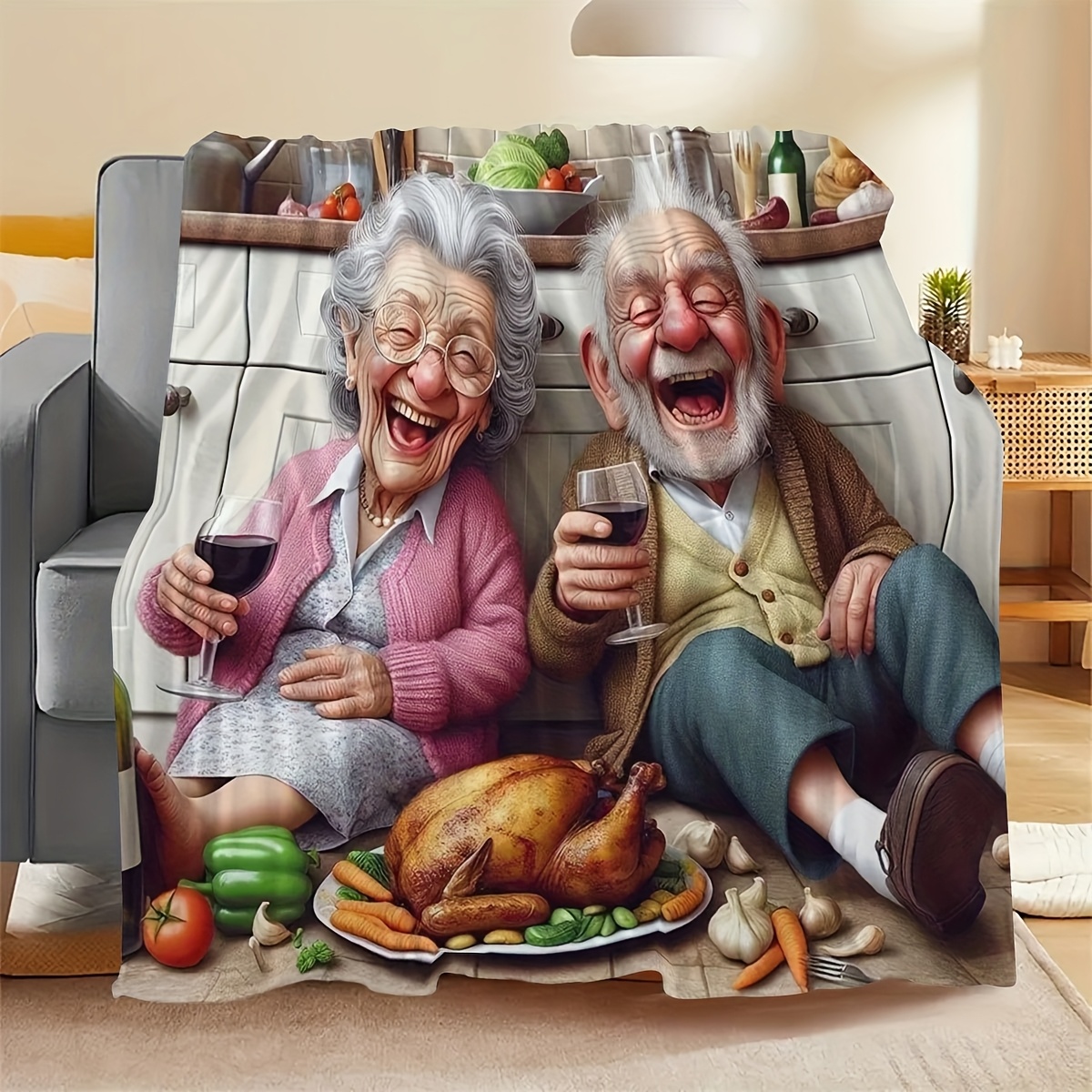 Funny Cartoon Old Couple Enjoy - Home Textiles Turkey recension och pris