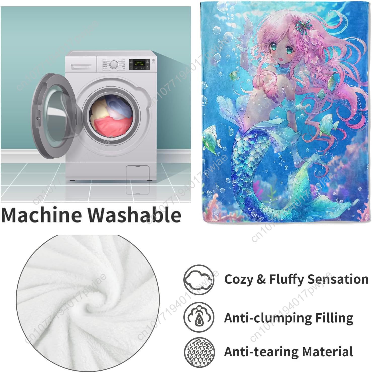 Cute Mermaid Blanket Cartoon F - Quality Home Textiles recension och pris