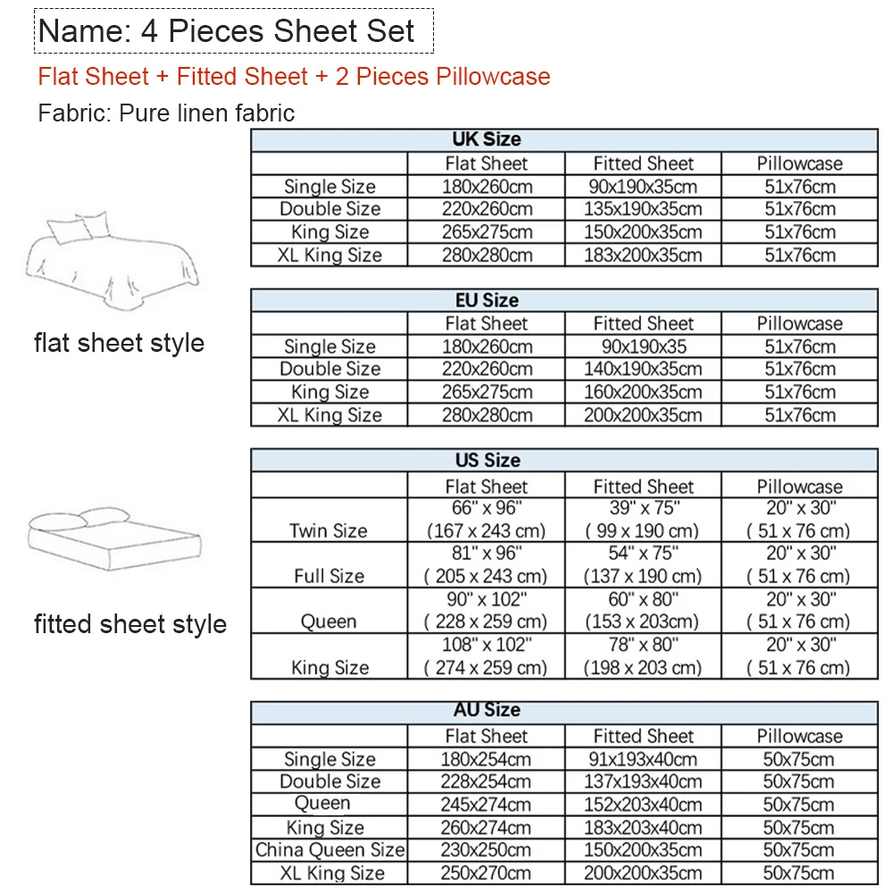 Bed Sheet Set 4 Piece 100% Pur - Fitted Sheet Deep recension och pris